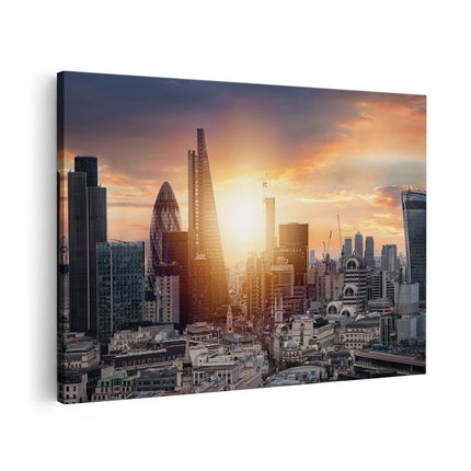 Canvas schilderij vooraanzicht Londen Stad bij Zonsopgang
