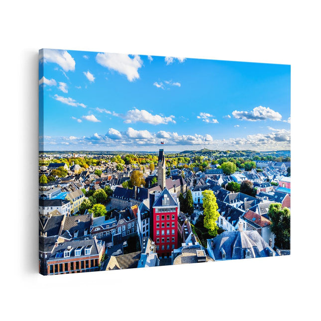 Canvas schilderij vooraanzicht Maastricht Stad met Huizen