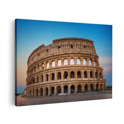 Canvas schilderij vooraanzicht Colosseum in Rome met de Blauwe Lucht
