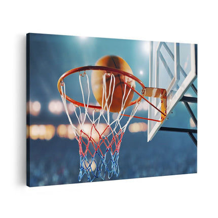 Canvas schilderij vooraanzicht Basketbal in Ring - Hoepel - Bord