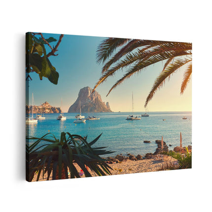 Canvas schilderij vooraanzicht Ibiza Cala d'Hort Strand 