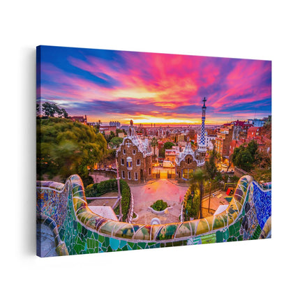 Canvas schilderij vooraanzicht Park Güell Uitzicht op Barcelona