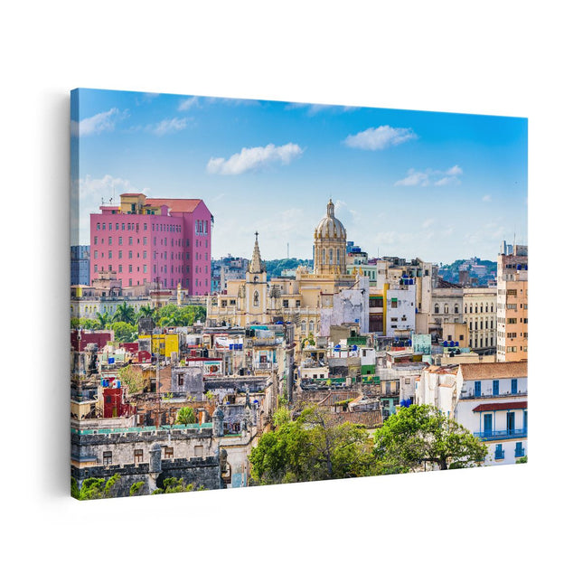 Canvas schilderij vooraanzicht Havana Stad in Cuba