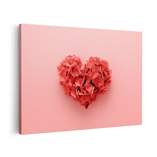 Canvas schilderij vooraanzicht Hartje Gemaakt van Bloemen