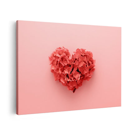 Canvas schilderij vooraanzicht Hartje Gemaakt van Bloemen