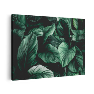 Canvas schilderij vooraanzicht Tropische Groene Bladeren