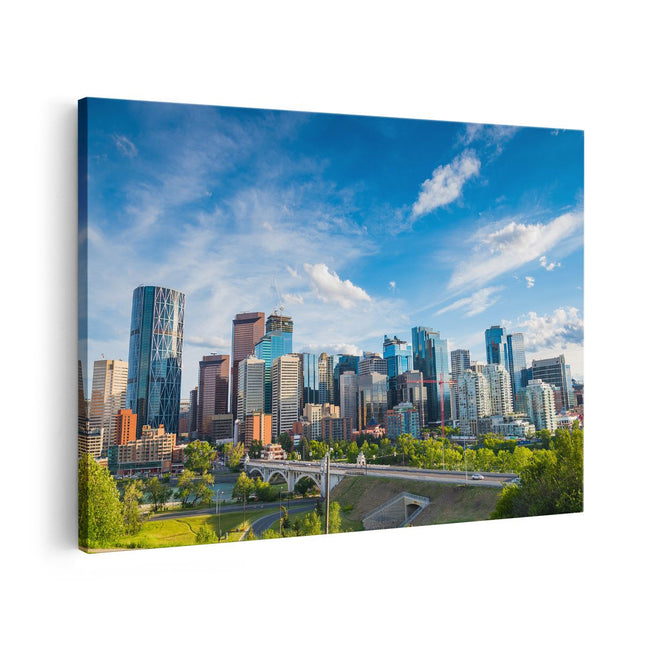 Canvas schilderij vooraanzicht Skyline Calgary Stad in Canada