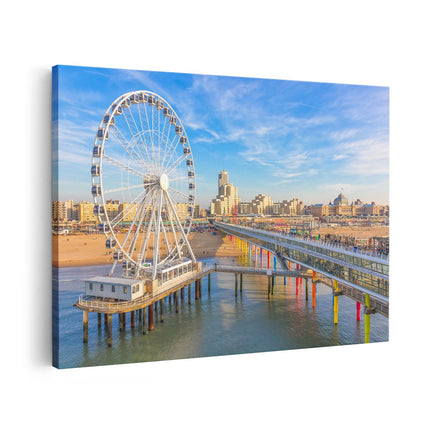 Canvas schilderij vooraanzicht Scheveningen Pier met de Ferris Wheel - Reuzenrad