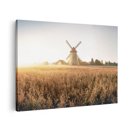 Canvas schilderij vooraanzicht Windmolen in het Veld