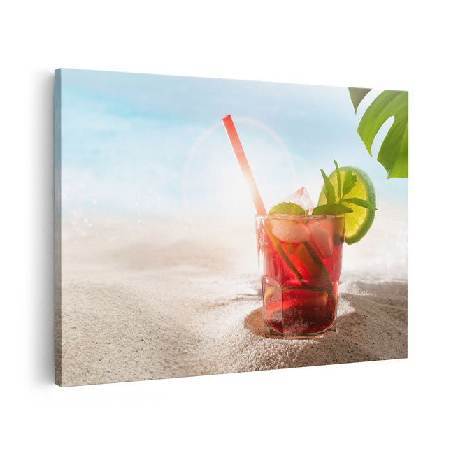 Canvas schilderij vooraanzicht Cocktail Mix Drankje op het Strand 