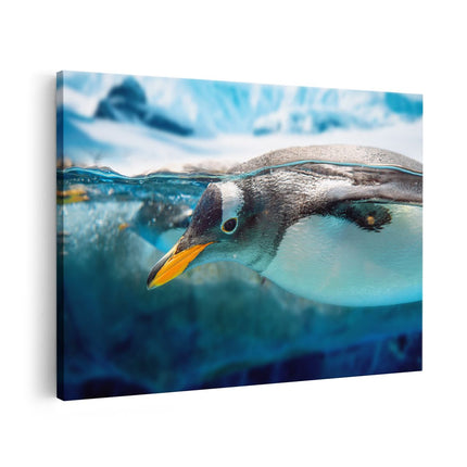 Canvas schilderij vooraanzicht Pinguïn Zwemt Onder Water