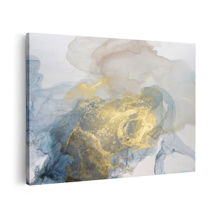 Canvas schilderij vooraanzicht Abstracte Kunst van Grijze Gouden Marmer