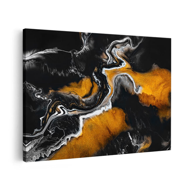 Canvas schilderij vooraanzicht Abstracte Kunst van Zwarte Gouden Verf
