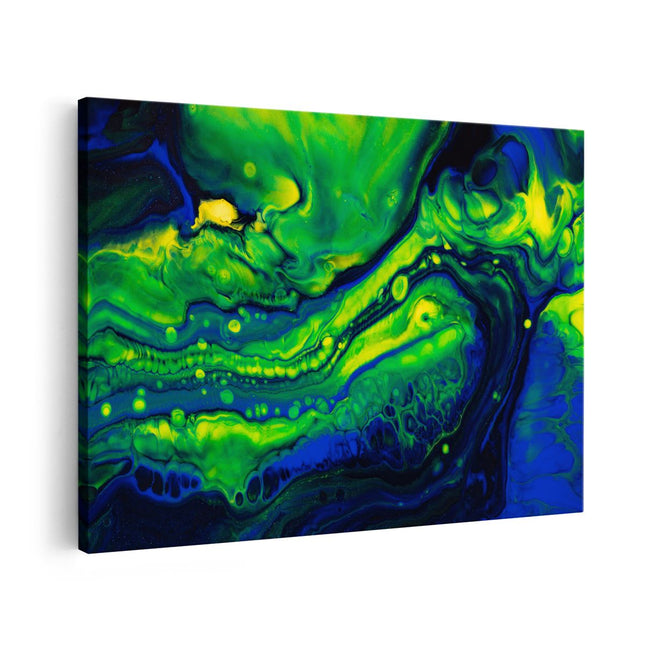Canvas schilderij vooraanzicht Abstracte Kunst Blauw met Groen