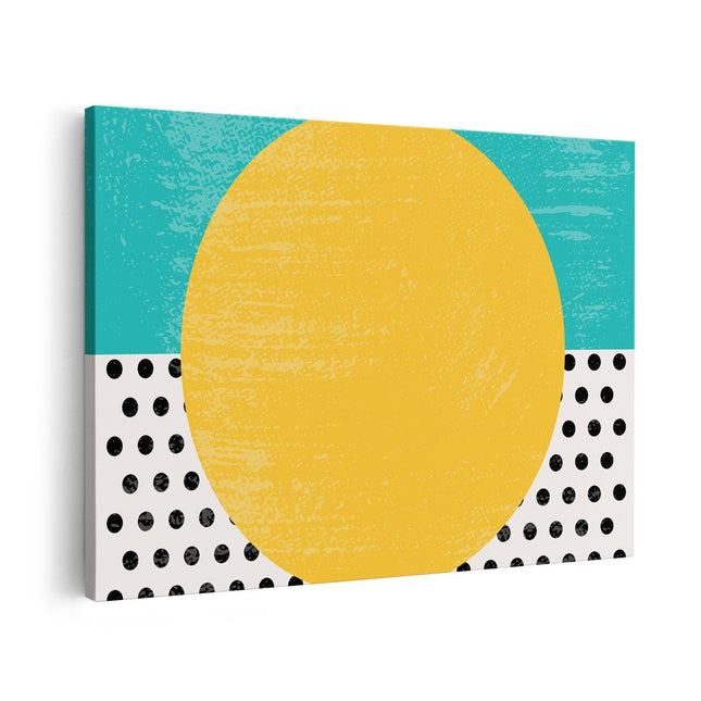 Canvas schilderij vooraanzicht Abstracte Kunst - Zon met Zwarte Stippen