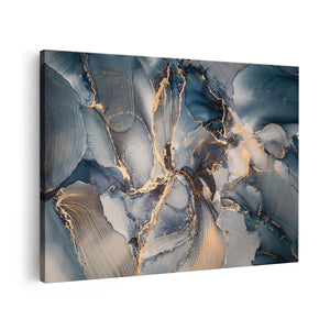 Canvas schilderij vooraanzicht Abstracte Luxe Kunst - Zwart met Goud