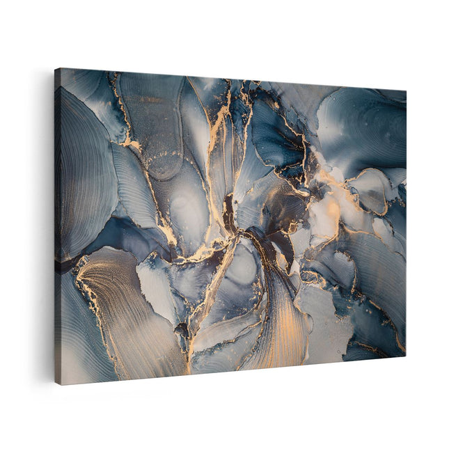 Canvas schilderij vooraanzicht Abstracte Luxe Kunst - Zwart met Goud