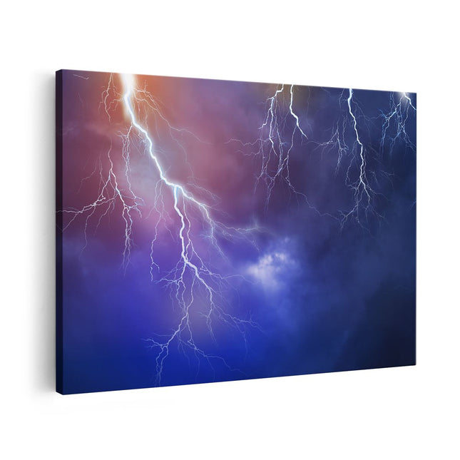 Canvas schilderij vooraanzicht Blikseminslagen - Onweer
