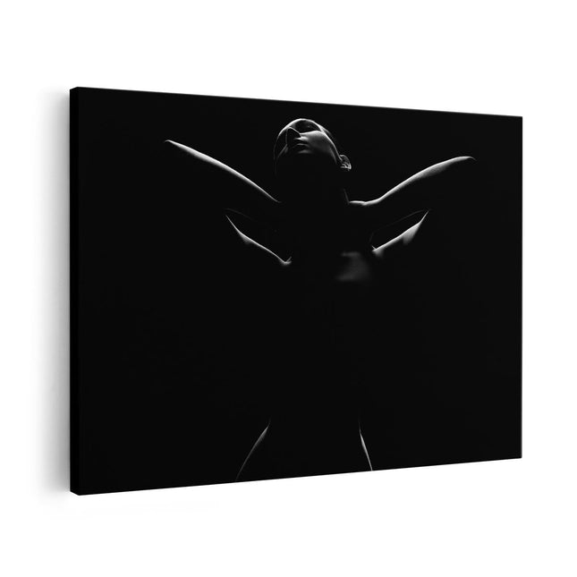 Canvas schilderij vooraanzicht Naakte Vrouwen Lichaam - Erotiek - Zwart Wit