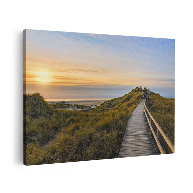 Canvas schilderij vooraanzicht Lange Voetpad door de Duinen