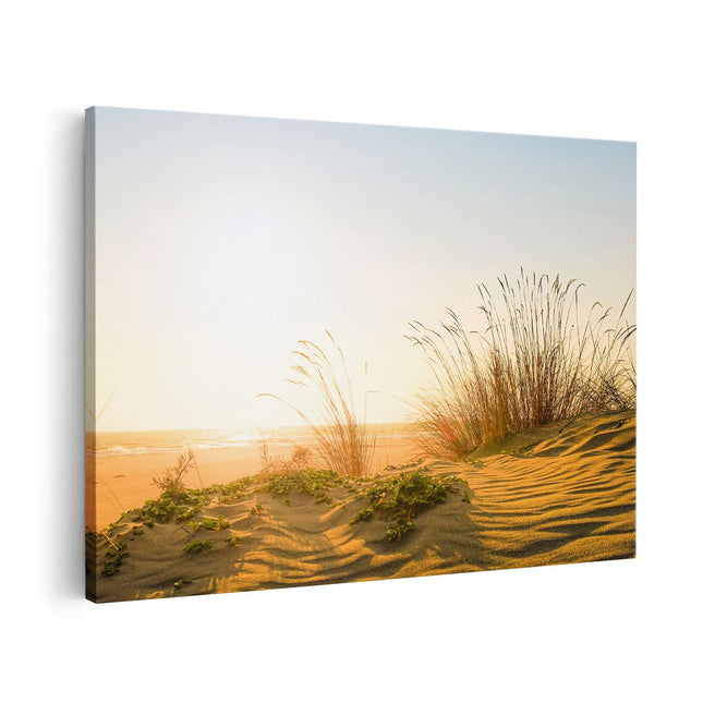 Canvas schilderij vooraanzicht Duinen met Zon