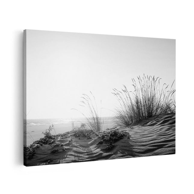 Canvas schilderij vooraanzicht Duinen met Zon - Zwart Wit