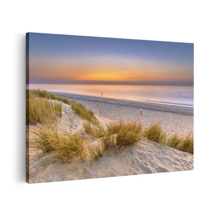 Canvas schilderij vooraanzicht Strand en Zee vanuit de Duinen