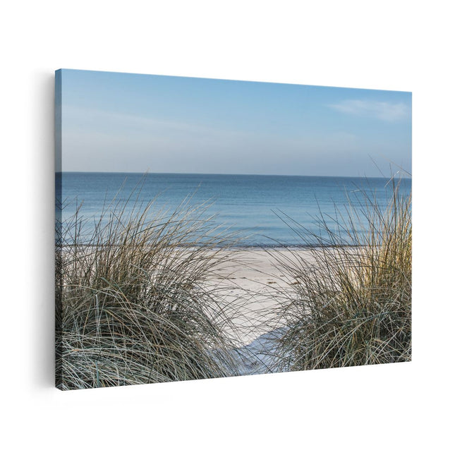 Canvas schilderij vooraanzicht Strand en Zee vanuit de Duinen