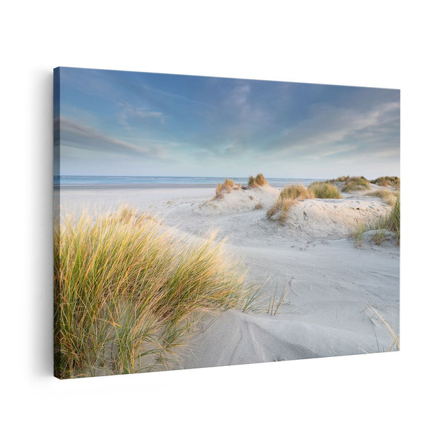Canvas schilderij vooraanzicht Groot Strand met Zee