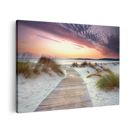 Canvas schilderij vooraanzicht Voetpad naar het Strand en de Zee