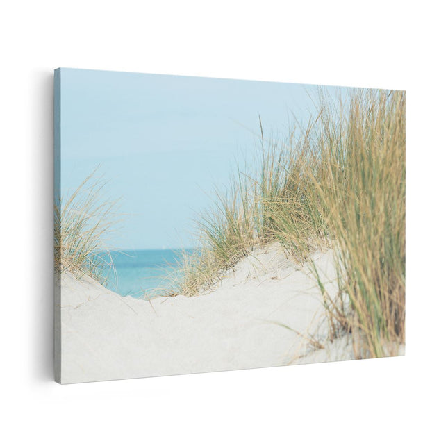 Canvas schilderij vooraanzicht Duinplanten met Zand en Zee - Duinen