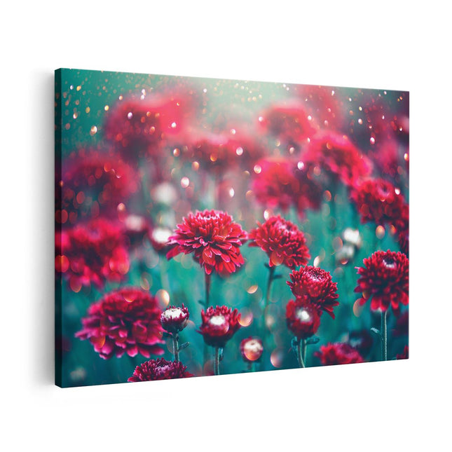 Canvas schilderij vooraanzicht Rode Bloemen