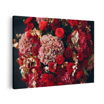 Canvas schilderij vooraanzicht Boeket Rode Bloemen