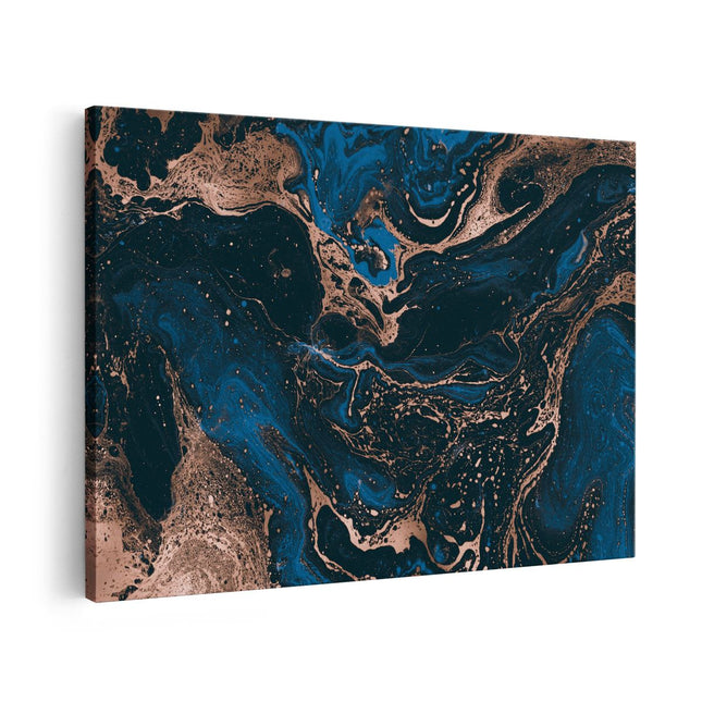 Canvas schilderij vooraanzicht Abstracte Kunst - Blauw en Brons