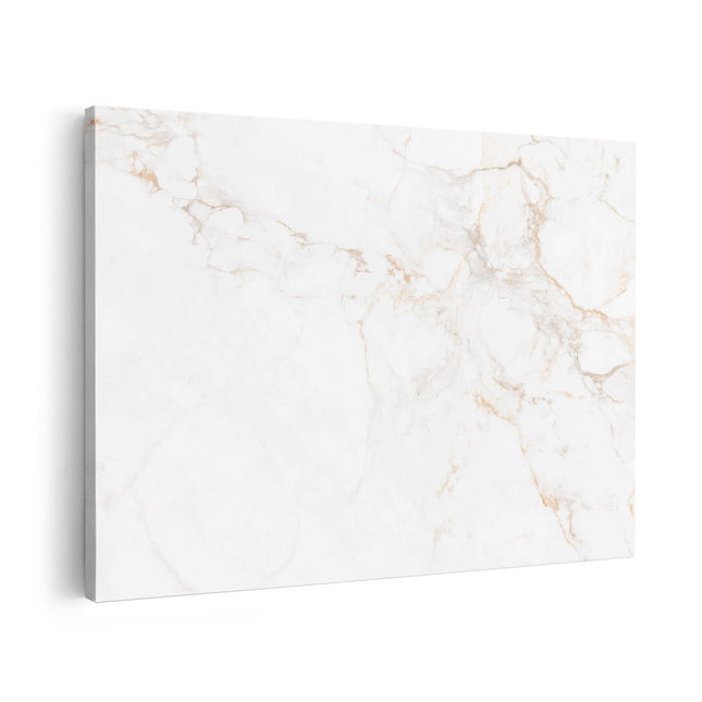 Canvas schilderij vooraanzicht Abstracte Kunst - Witte Marmer met Bruin en Grijs