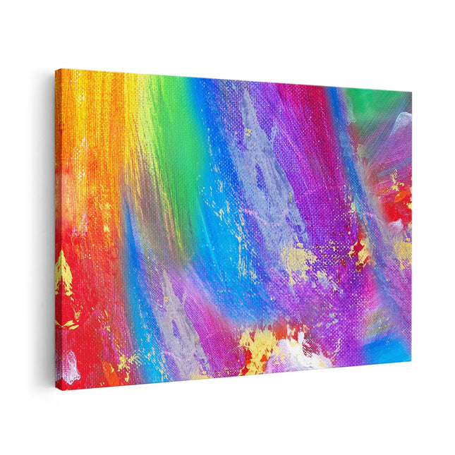 Canvas schilderij vooraanzicht Abstracte Kunst - Kleurvolle Hand Gemaakte Acryl