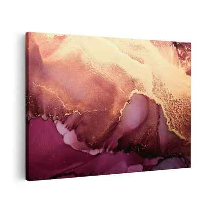 Canvas schilderij vooraanzicht Abstracte Kunst - Luxueuze Roze Gouden Marmer 