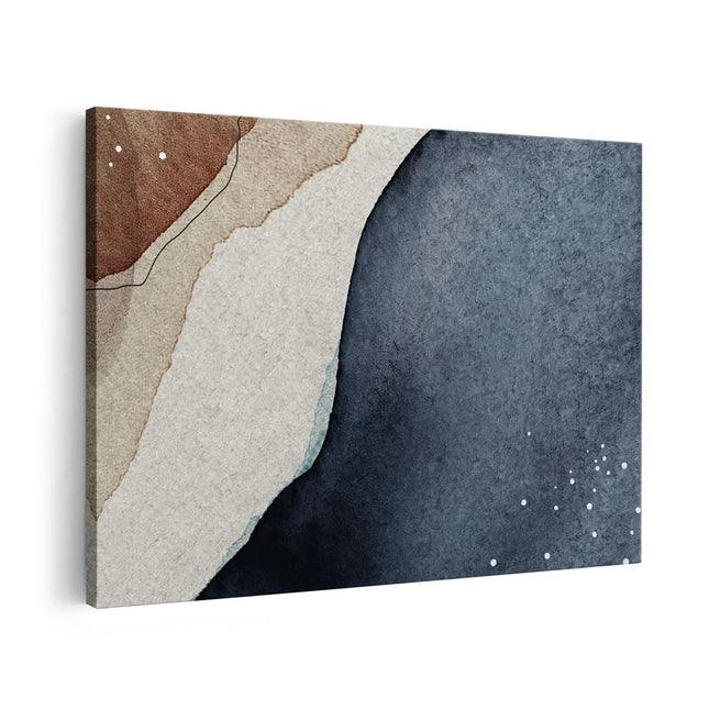 Canvas schilderij vooraanzicht Abstracte Kunst - Bruin Beige Blauw