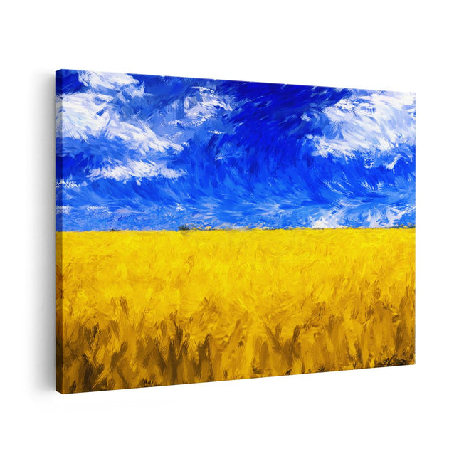 Canvas schilderij vooraanzicht Abstracte Kunst - Landschap van Veld Graan
