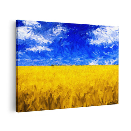 Canvas schilderij vooraanzicht Abstracte Kunst - Landschap van Veld Graan