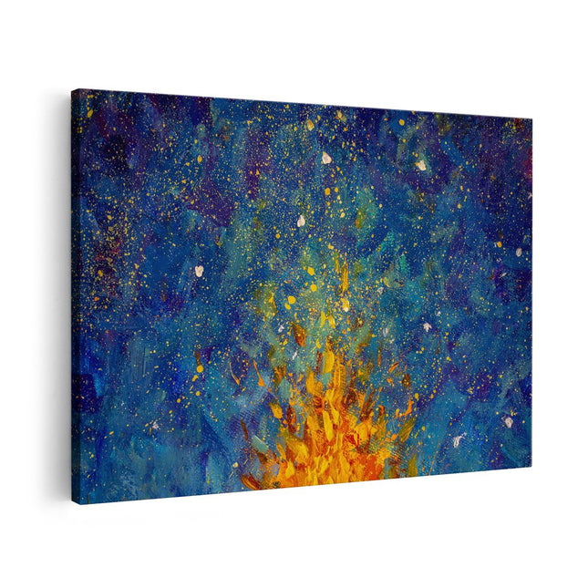 Canvas schilderij vooraanzicht Abstracte Kunst - Vuur in de Nacht