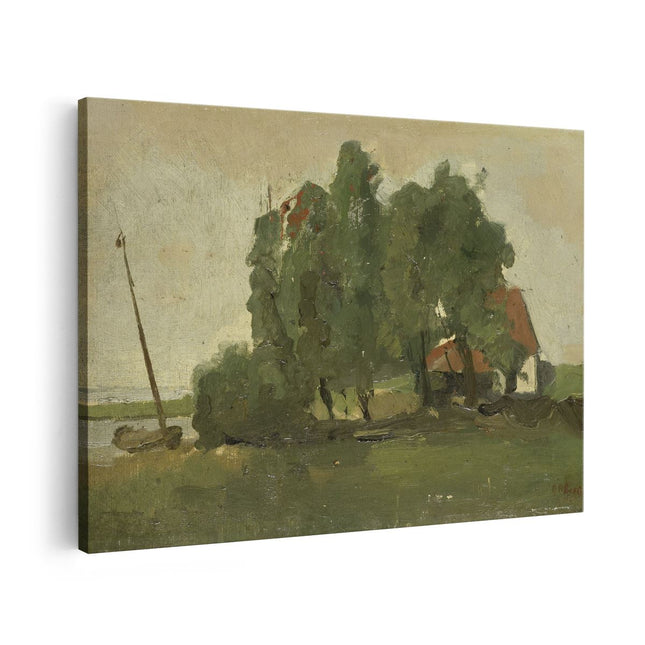 Canvas schilderij vooraanzicht Boerenhofstede - George Hendrik Breitner