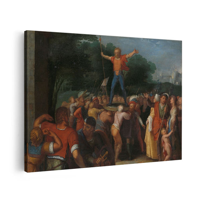 Canvas schilderij vooraanzicht Brinno wordt op het Schild Geheven - Otto van Veen