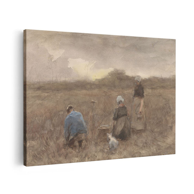 Canvas schilderij vooraanzicht De Aardappelrooiers - Anton Mauve