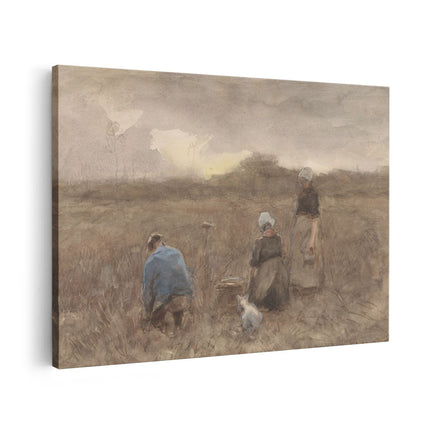 Canvas schilderij vooraanzicht De Aardappelrooiers - Anton Mauve
