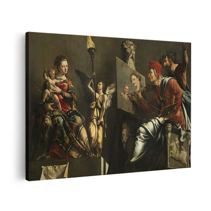 Canvas schilderij vooraanzicht De Heilige Lucas Schildert de Madonna - Maarten van Heemskerck