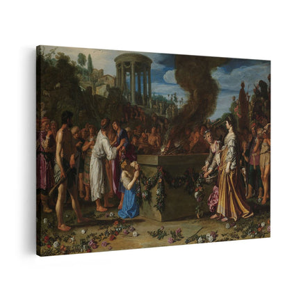 Canvas schilderij vooraanzicht De Offerstrijd tussen Orestes en Pylades - Pieter Lastman