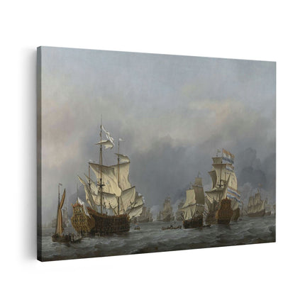 Canvas schilderij vooraanzicht De Overgave van de Royal Prince - Willem van de Velde