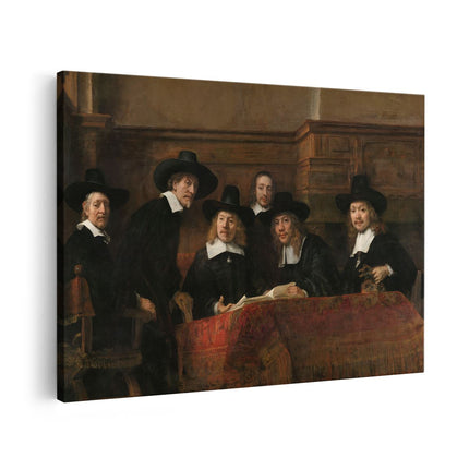 Canvas schilderij vooraanzicht De Staalmeesters - Rembrandt van Rijn