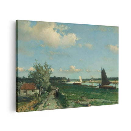 Canvas schilderij vooraanzicht De Trekvliet bij Rijswijk - Jan Hendrik Weissenbruch